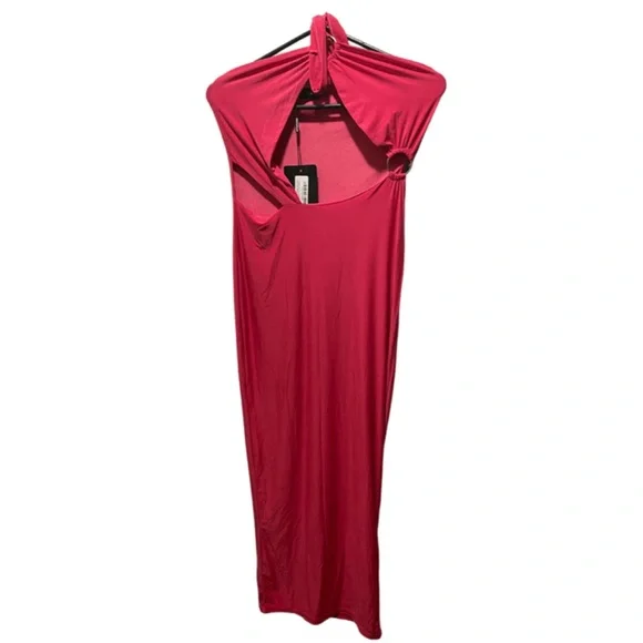 slim fit dress slacks Maxi Dress Lilac Long Dress Mirella Plunge Halter Neck Maxi Dress Size 6 main image 0